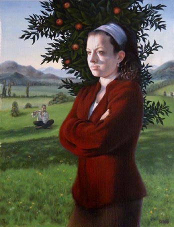 fine art oil portrait painting in landscape by marton doka